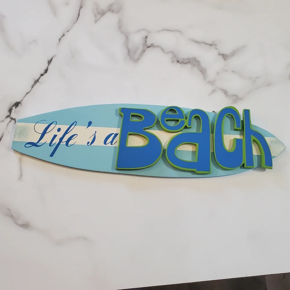 Life A Beach Surfboard Sign